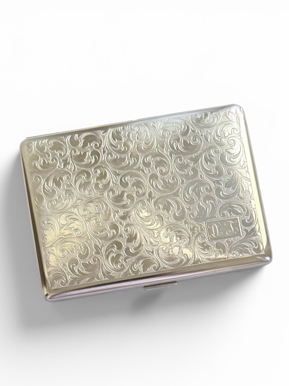 Vintage German Silver Floral Embossed Retro Card Pocket Case